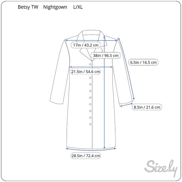 Betsy TW Modest Cottagecore knee length Nightgown Floral Sz L/XL Lace Blue - Picture 6 of 6